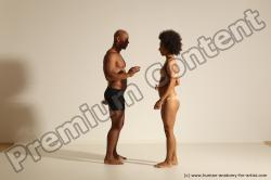 Underwear Gymnastic poses Woman - Man Black Muscular Dancing Dynamic poses Academic